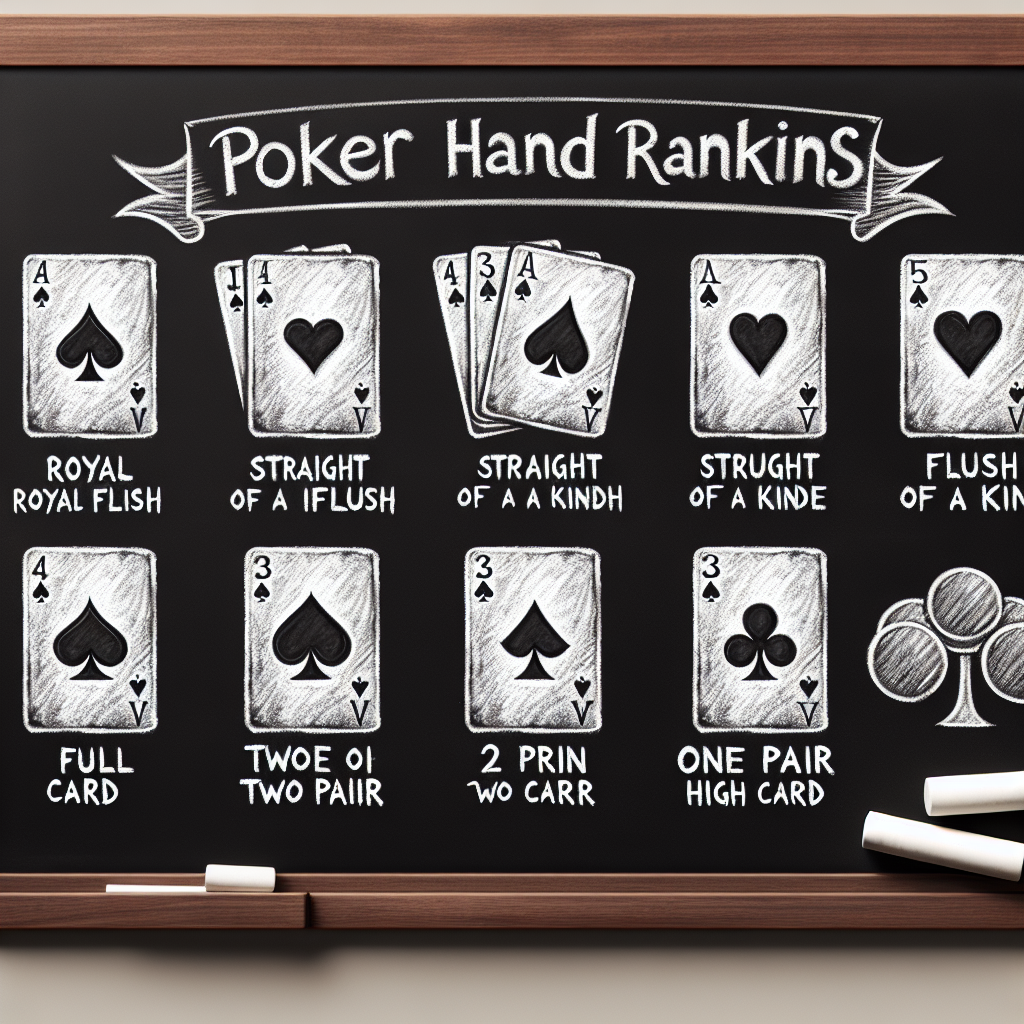 Poker Hand Rankings on a blackboard with the wrong names