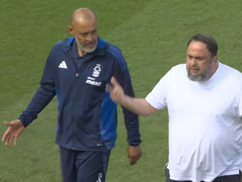 Nuno and Forest owner argue on the pitch.